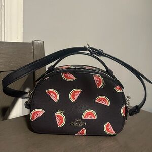 Coach Serena Navy Blue Crossbody Bag with Watermelon Design
